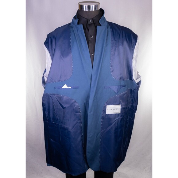 Alain Dupetit Sport Coat Jacket Blazer Sz 58L Poly Blend 2-Button Solid Blue NWT - Picture 11 of 16